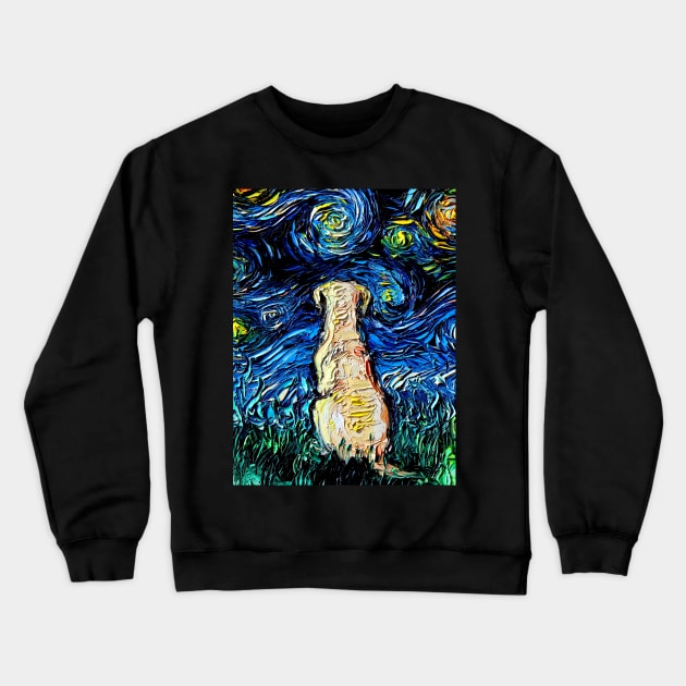 Yellow Labrador Night Crewneck Sweatshirt by sagittariusgallery